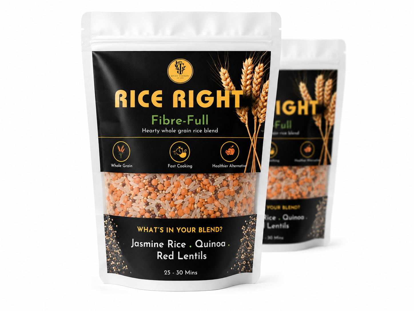 A pouch of mixed rice and legumes
