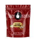 Red package of Iron Pants Wicked Chilli Dust on a white background